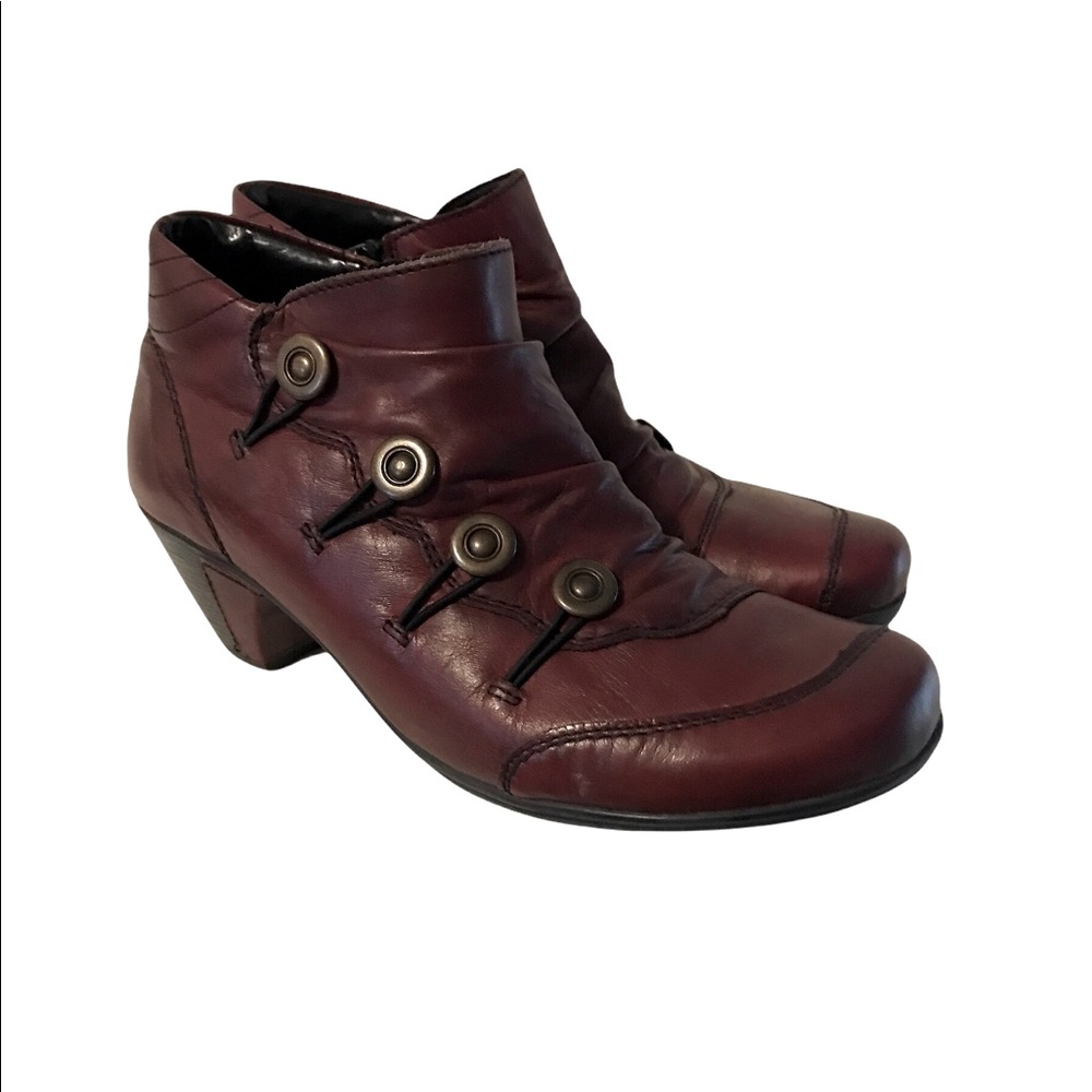 Ladies wine leather booties European size 37/ US size 6.5